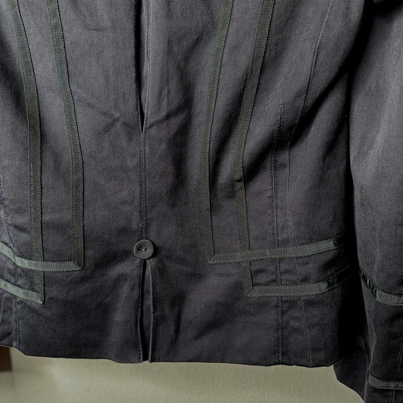 Marc Jacobs Slate Navy Fitted Button Blazer Floral Lining Mandarin Collar 4 - Picture 7 of 13